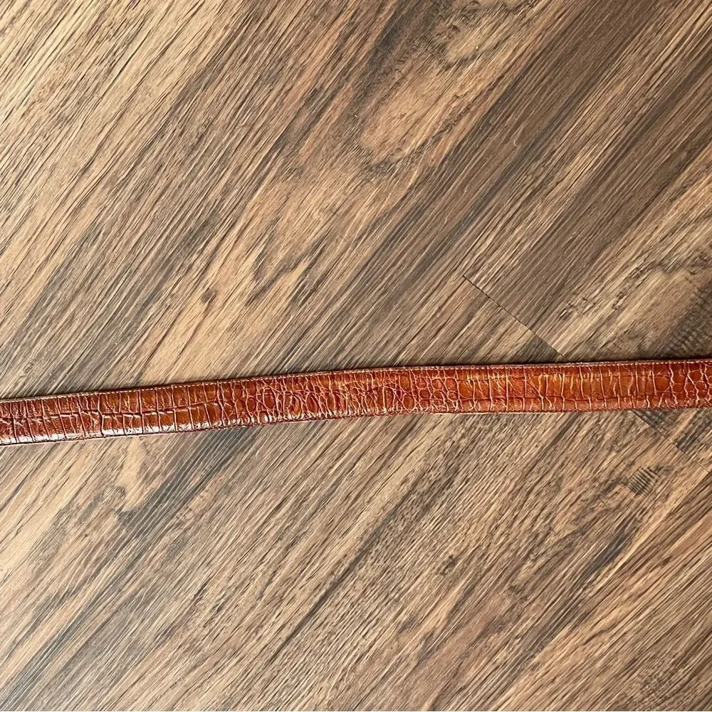 Vintage Stuart Kern American Leather Belt Mahogany Brown with Silver Buckle 36”